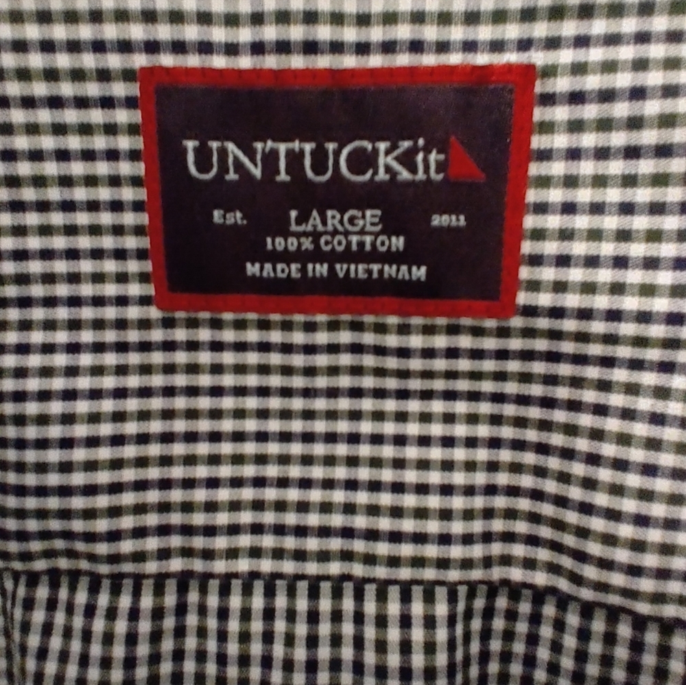 Untuckit Large Button Down Checkered Gingham Gree… - image 7